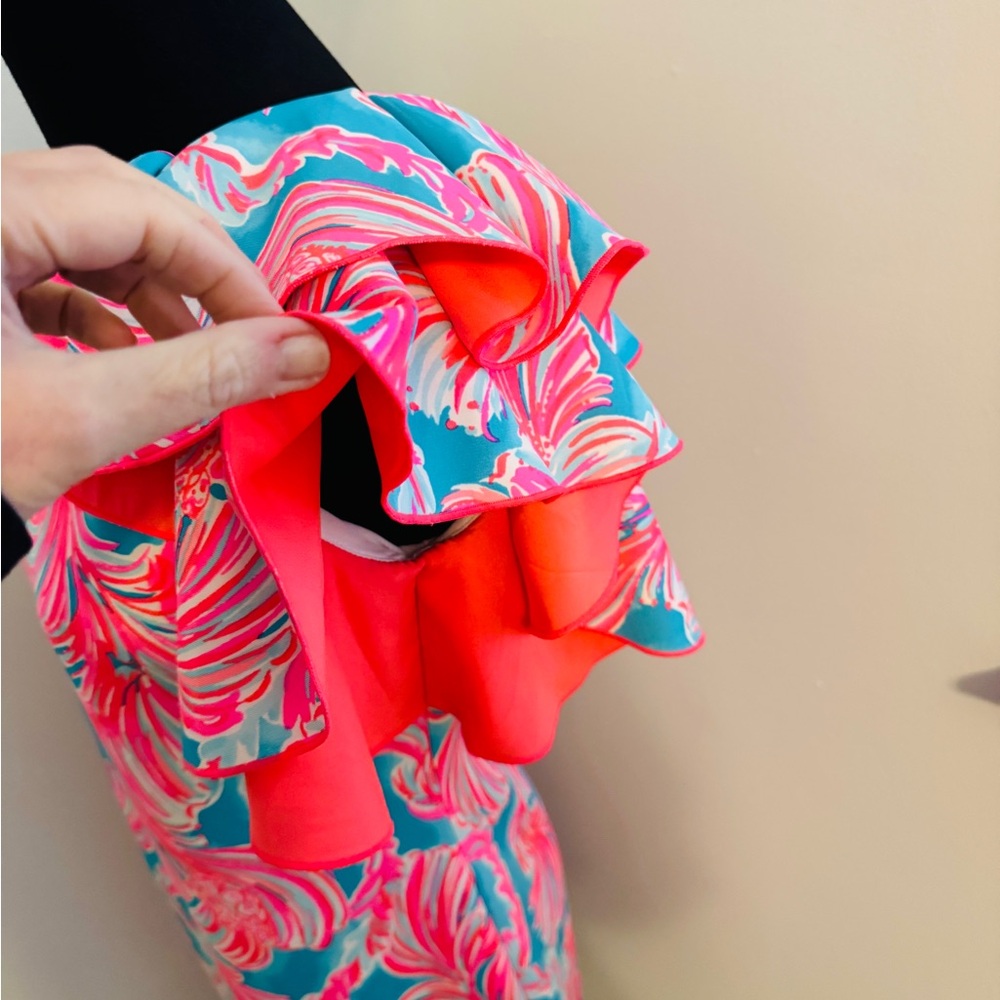 NWT Lilly Pulitzer One-Shoulder Dress in Pink and Blue - Picture 7 of 11